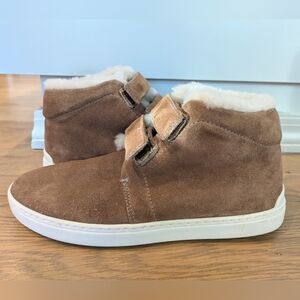 Rag & Bone Kent Desert Shearling Sneaker Booties High Tops With Velcro Tan Suede